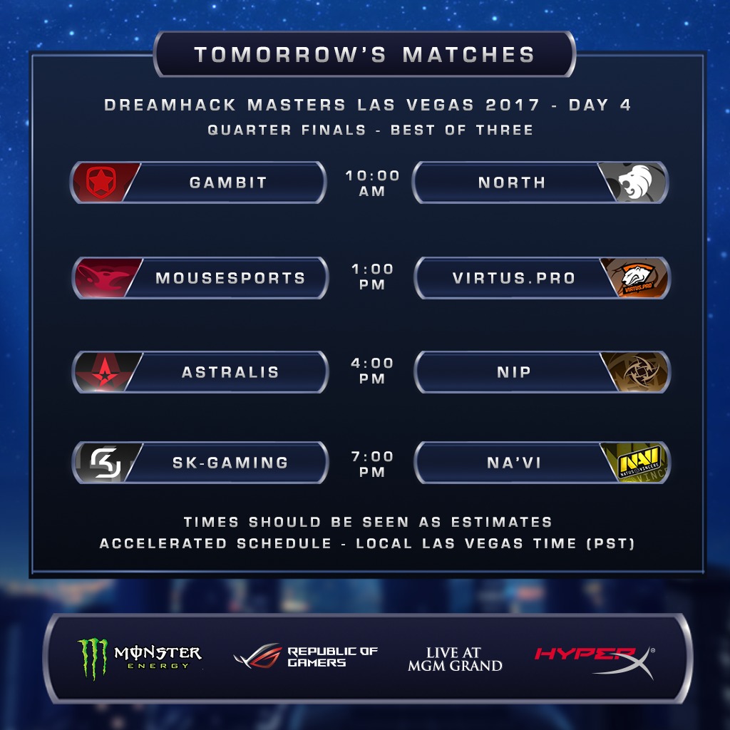 CS: GO - DreamHack Masters Las Vegas : début des phases finales - Programme de la quatrième journée