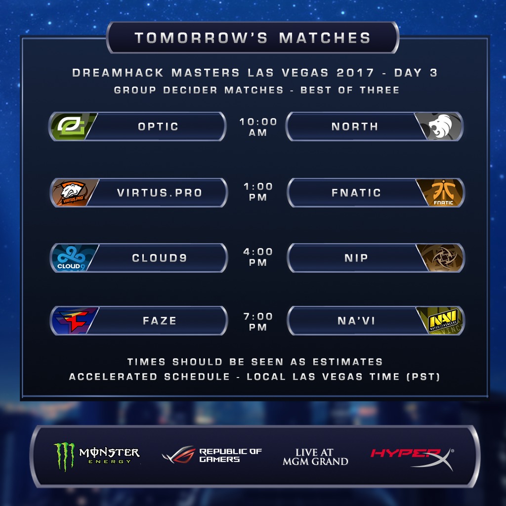 CS: GO - DreamHack Masters Las Vegas : éliminations et qualifications - Programme de la troisième journée
