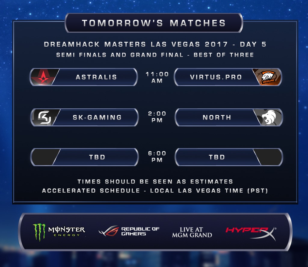 CS: GO - DreamHack Masters Las Vegas : le dernier carré - Les matchs de demain