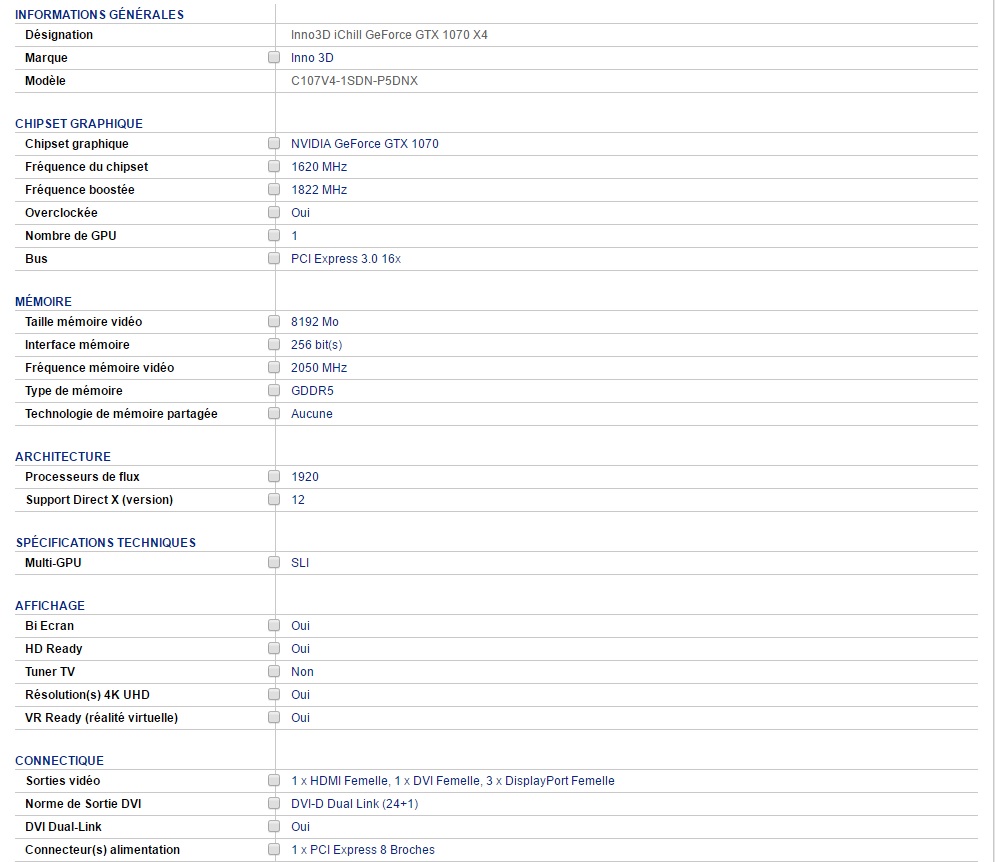 Bon Plan war legend - Carte graphique Inno3D iChill GeForce GTX 1070 X4 à 349.95€ stats 1