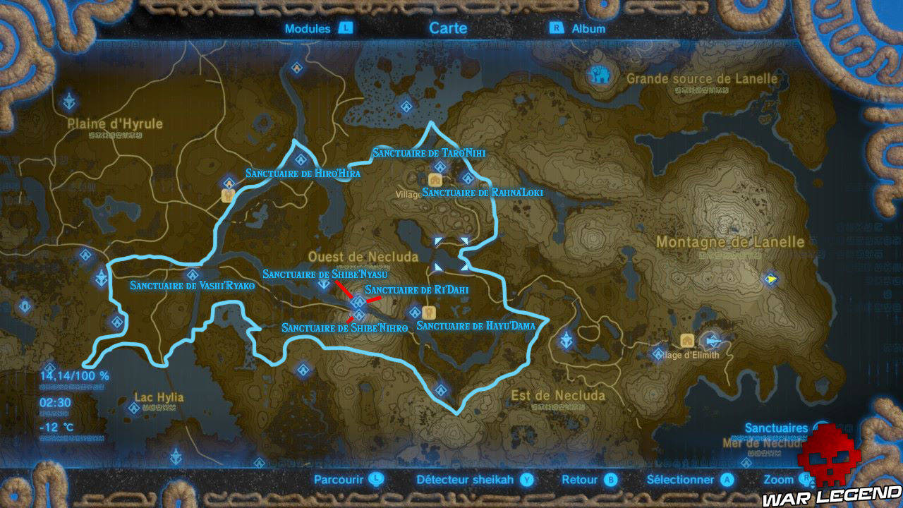 Soluce The Legend of Zelda: Breath of the Wild - Sanctuaires des Monts Géminés carte