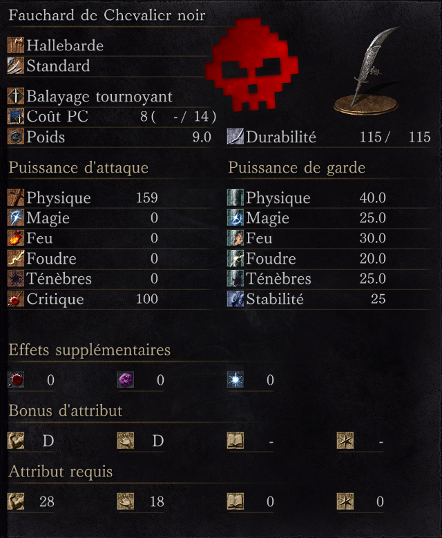 Fauchard de Chevalier Noir