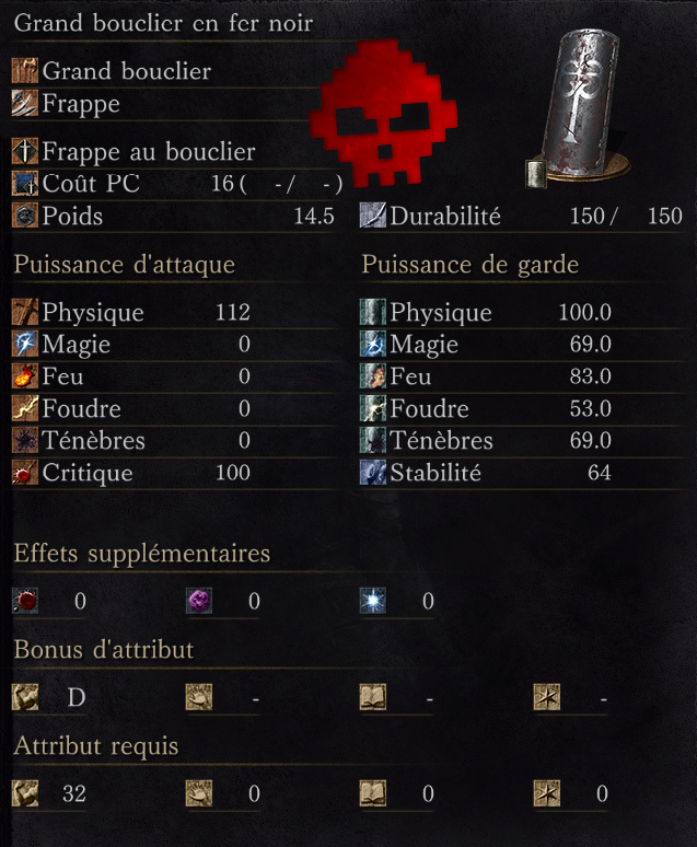 Grand Bouclier en Fer Noir