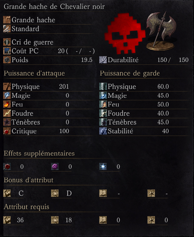 Grande Hache de Chevalier Noir