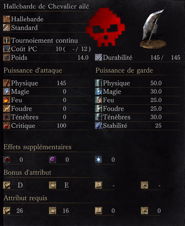 Hallebarde de Chevalier Ailé