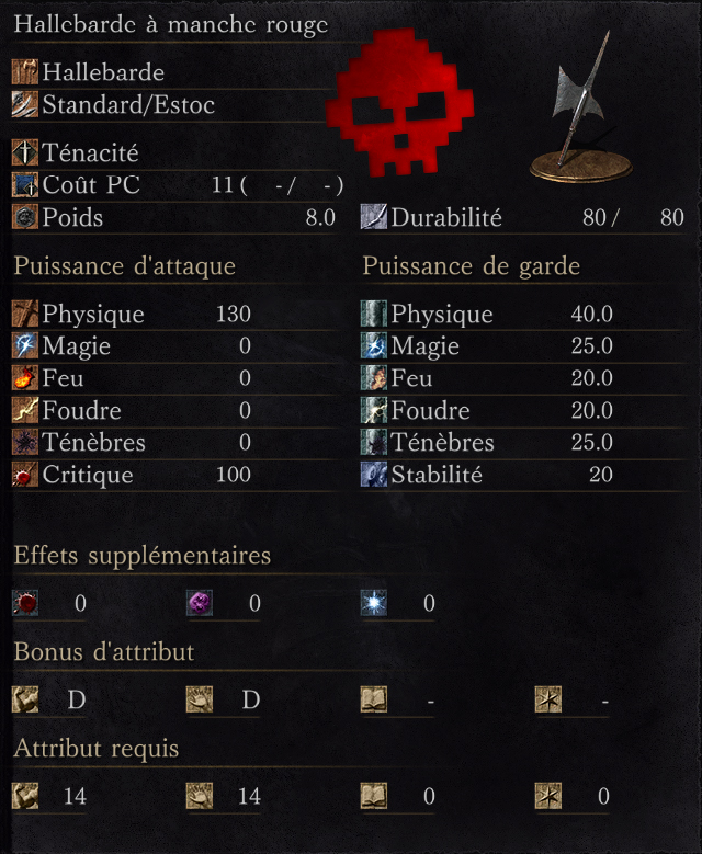 Hallebarde à Manche Rouge