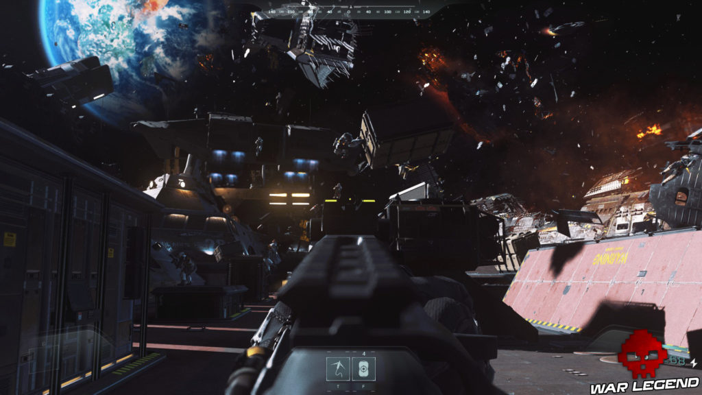 Test Call of Duty: Infinite Warfar vue de l'espace avec débris