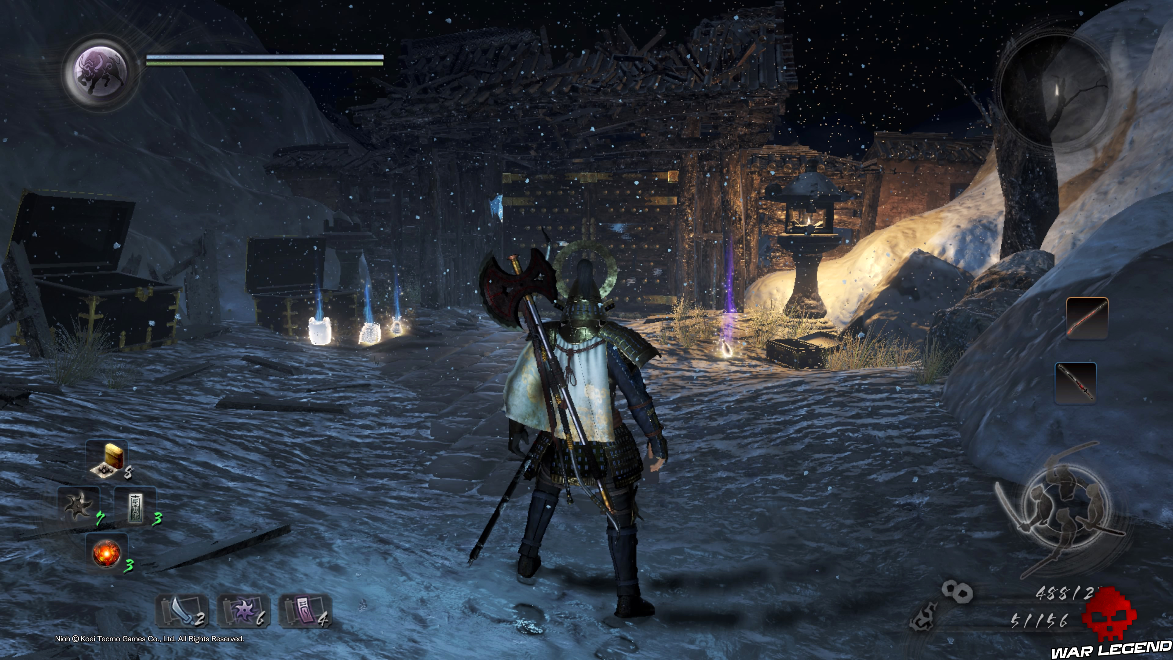 Soluce Nioh - Chute de neige : mission 8 coffres et porte