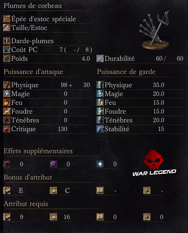 Dark Souls 3: Ashes of Ariandel - Toutes les armes plumes de corbeau