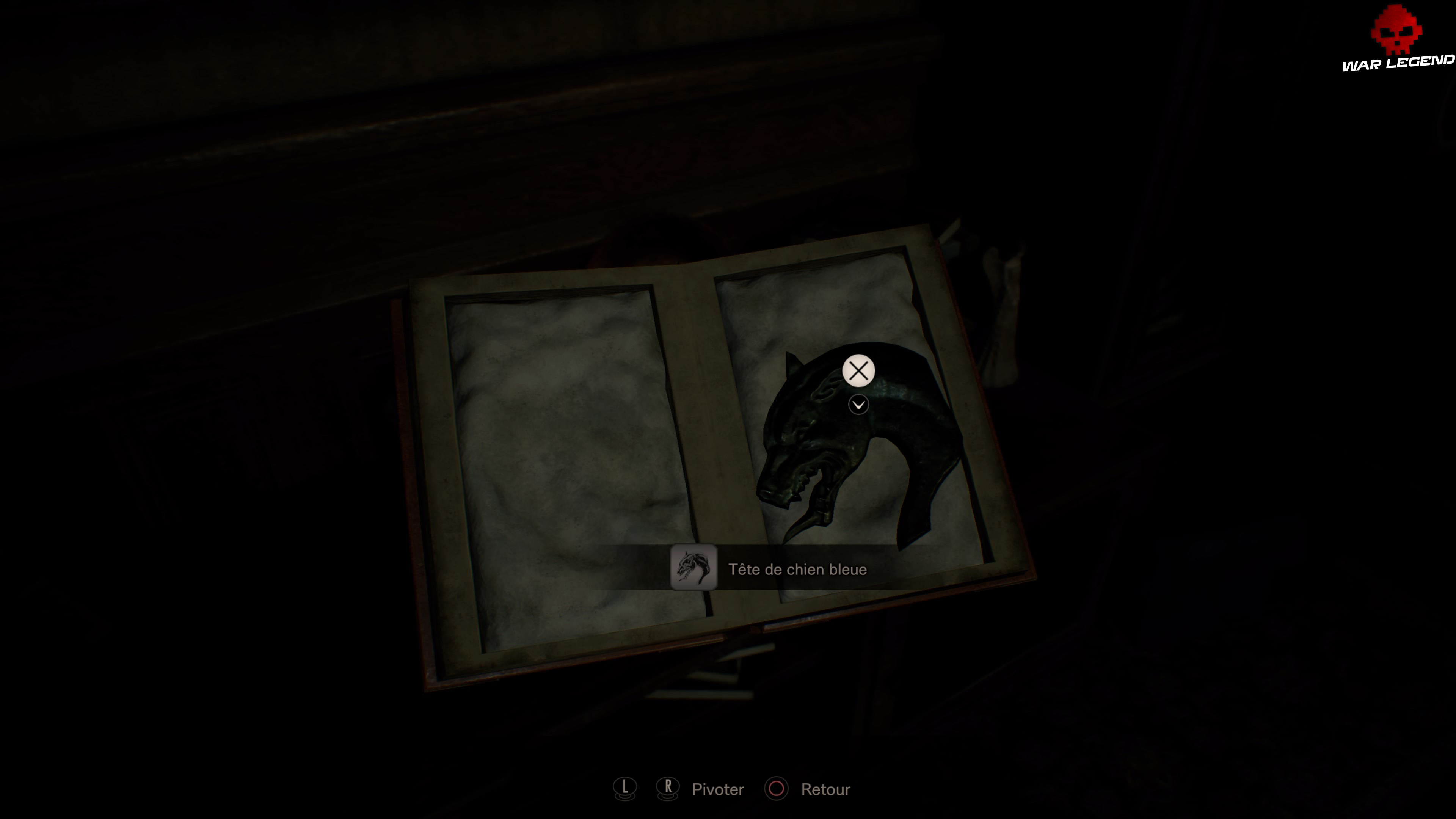 Solution Resident Evil 7 Biohazard - Chapitre 3 tête de chien bleue dans livre