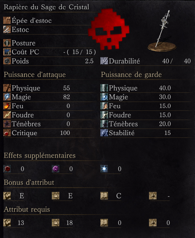 Rapière de Sage de Cristal