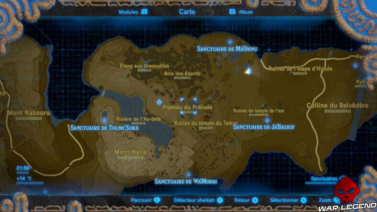 Soluce The Legend of Zelda: Breath of the Wild - Sanctuaires du Prélude carte