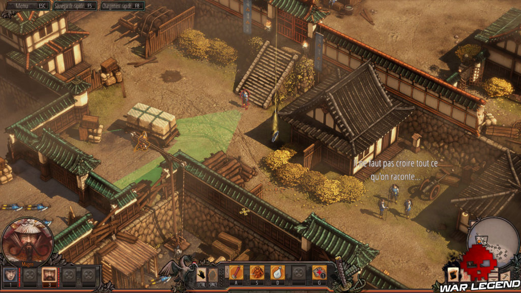 Test Shadow Tactics: Blades of the Shogun samouraï caché derrière caisses