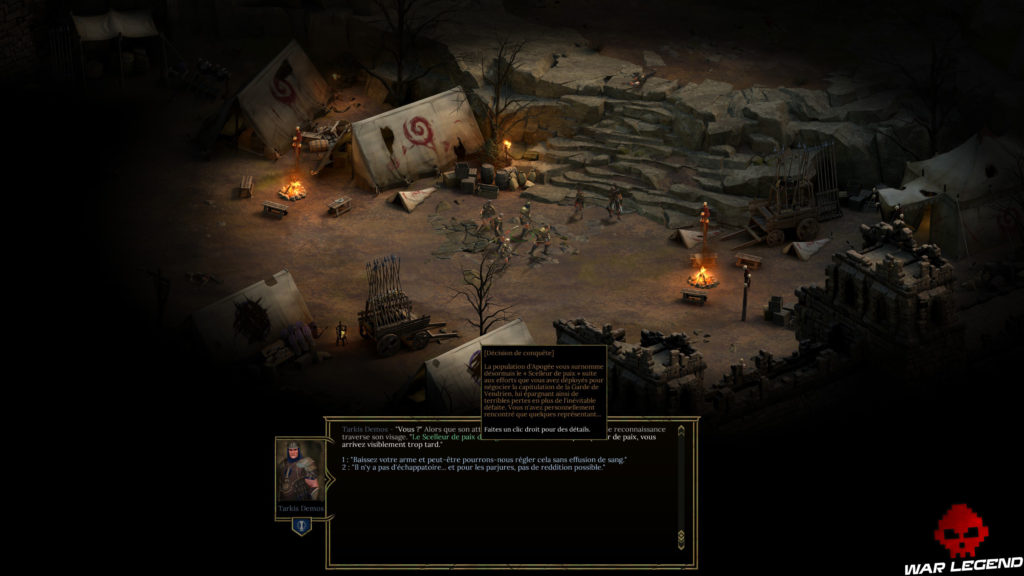 Guide Tyranny - Maîtriser la création de personnage dialogue dans un camp du cœur écarlate