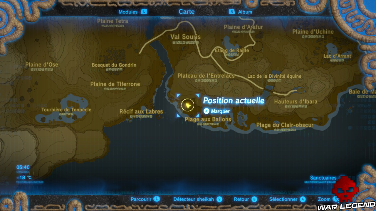 Soluce The Legend of Zelda: Breath of the Wild - Sanctuaires du Lac carte