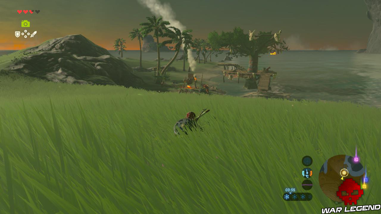 Soluce The Legend of Zelda: Breath of the Wild - Les voleurs de bétail link tapi devant camp de bokoblins