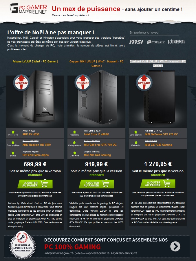 bon plan pc complet noël materiel net