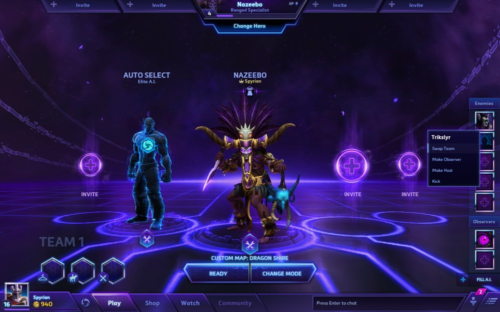 parties personnalisées heroes of the storm