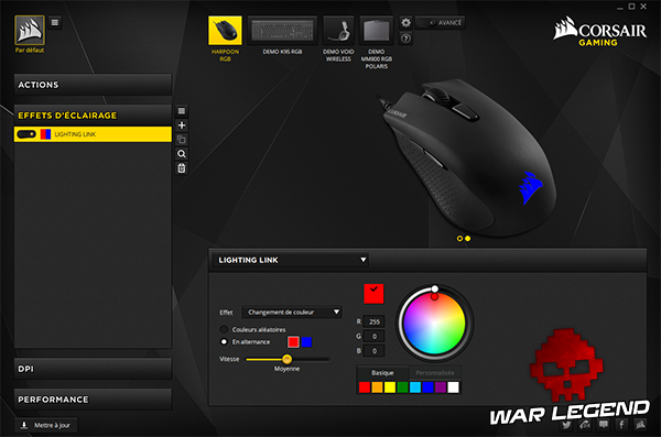 Test Corsair Harpoon RGB - driver couleur led