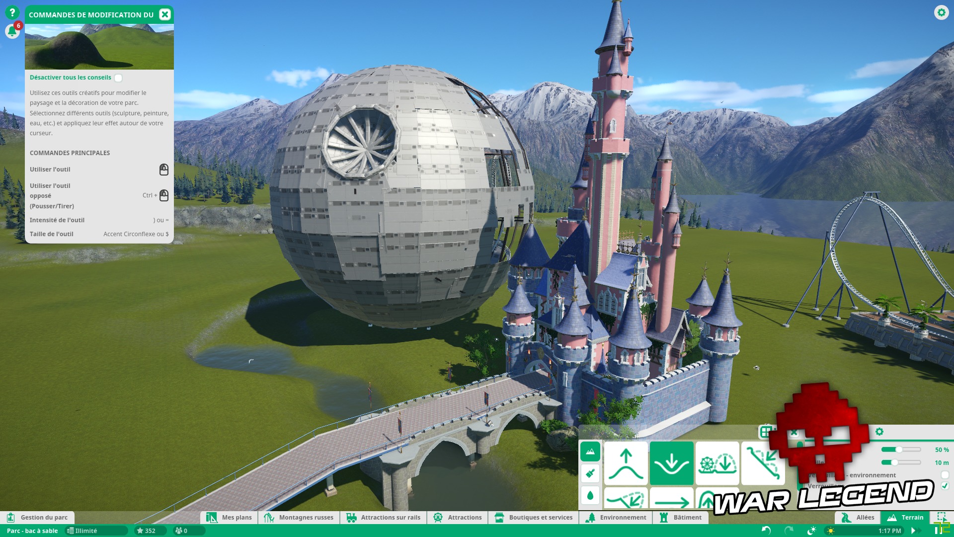 Test Planet Coaster - Quand la modernité transcende un vieux genre - Le château Disney à côté de l'étoile de la mort