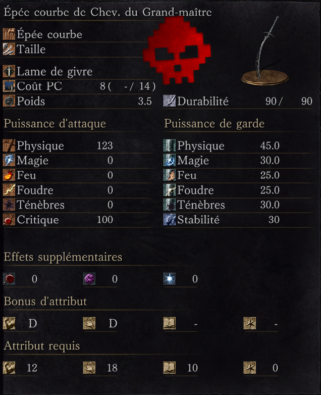 Épée Courbe de Chevalier du Grand-Maître