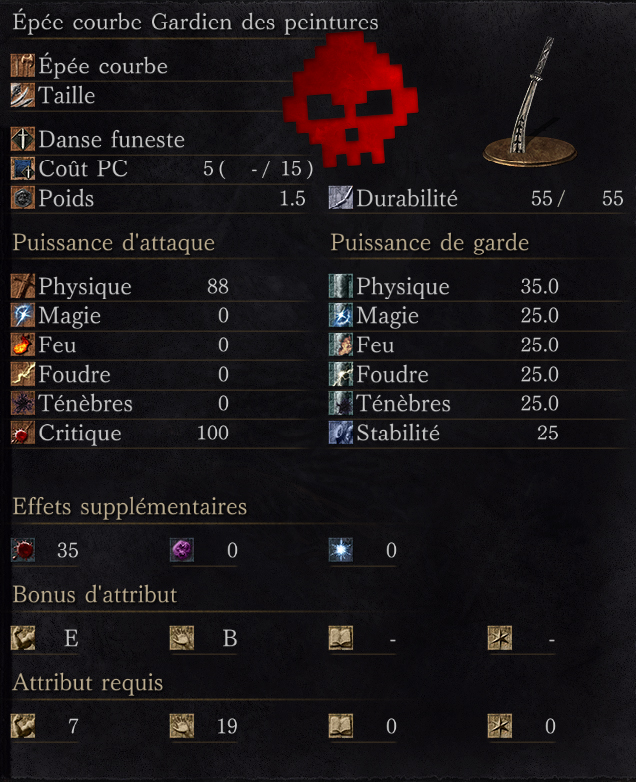 Épée Courbe de Gardien des Peintures