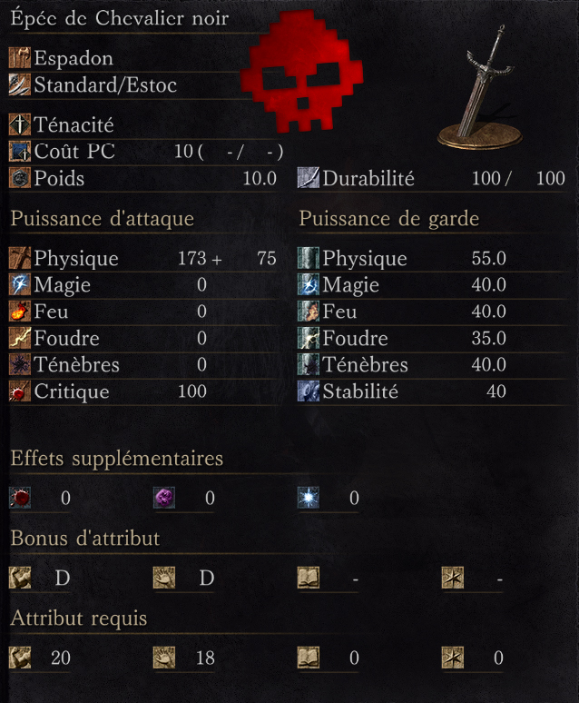 Épée de Chevalier Noir