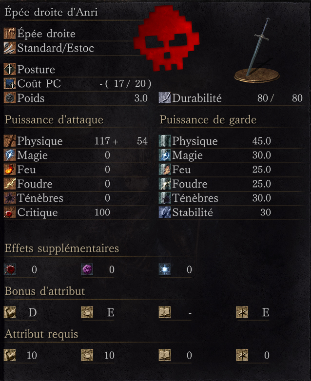 Épée droite d'Anri