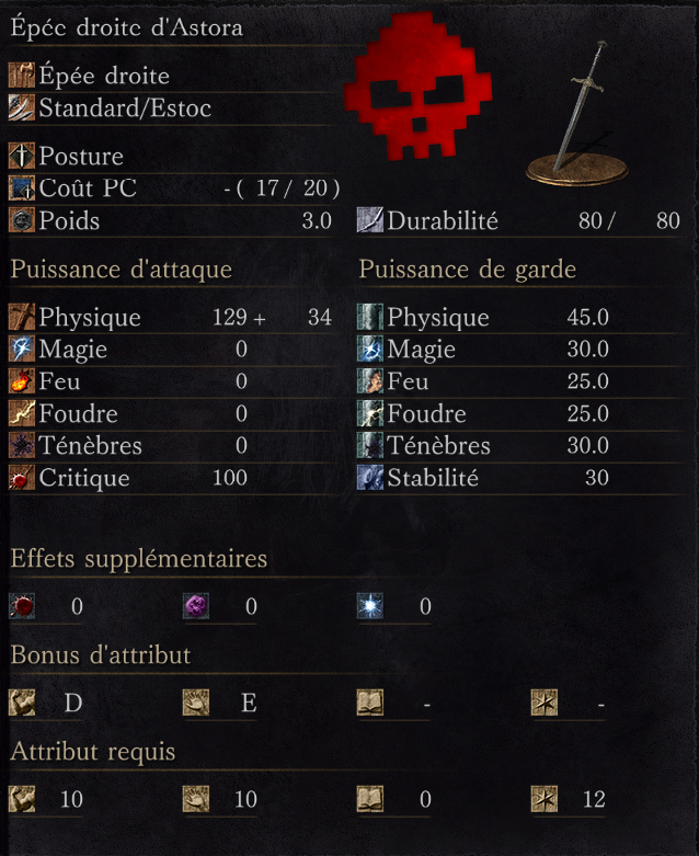 Épée droite d'Astora