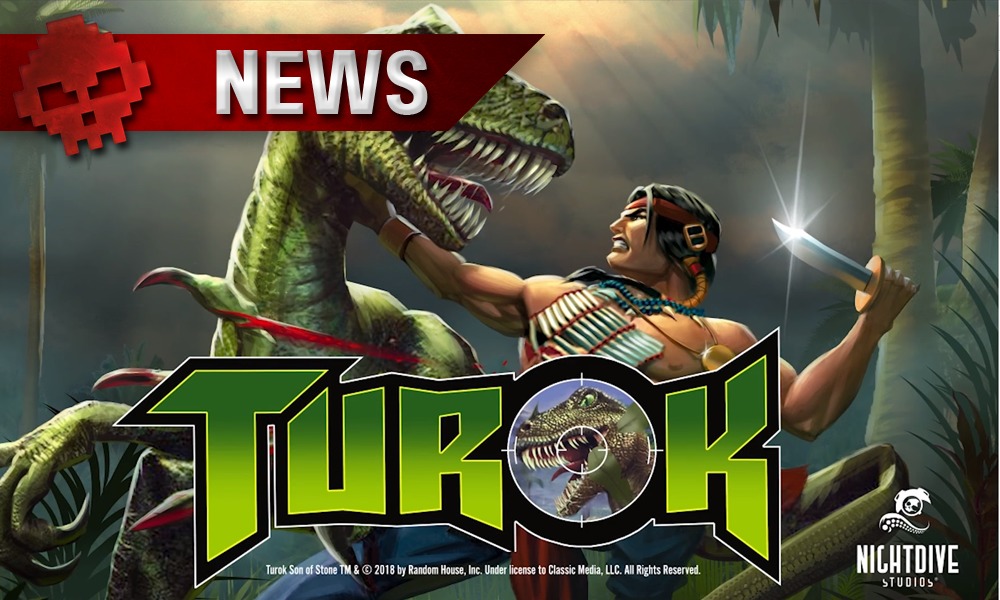 Turok - Les deux premiers volet font leur grand retour - affiche dinosaure poignard couteau