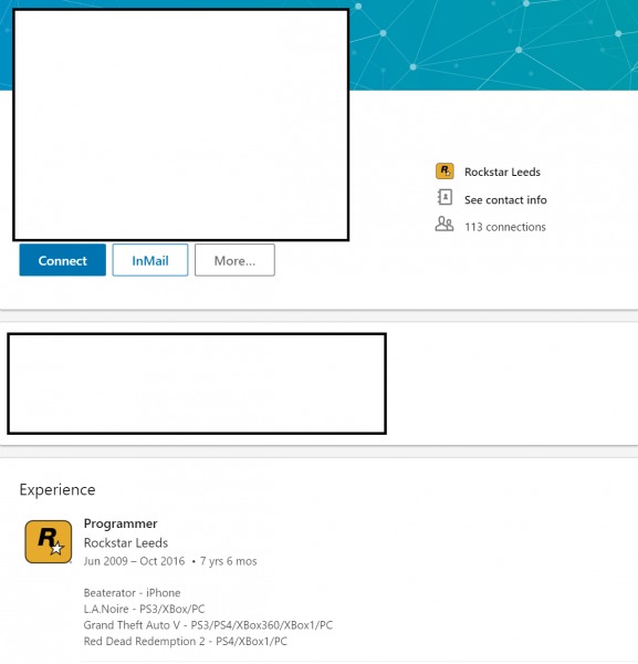 Le profil LinkedIn d'un membre de Rockstar
