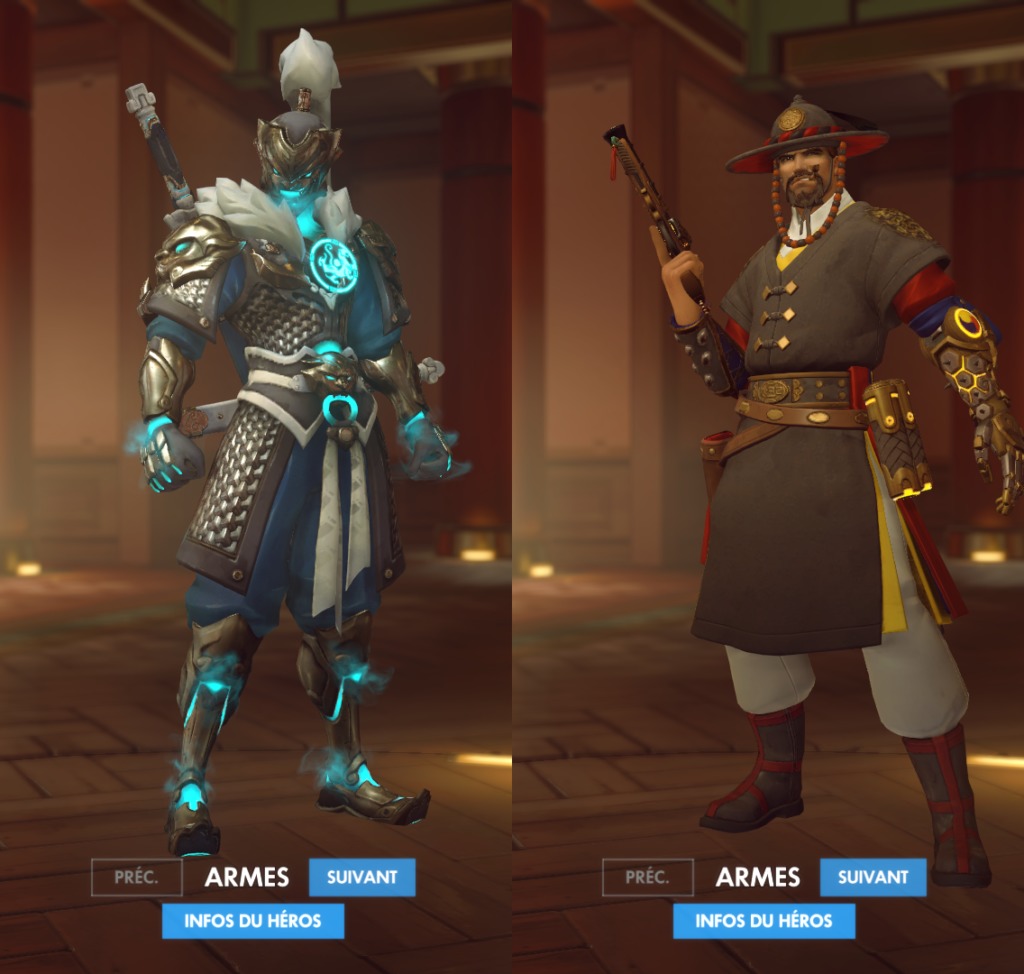 Les modèles de Genji (Qinglong) et McCree (Xuanwu)