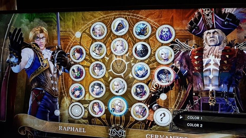 screenshot de l'écran de sélection des personnages avec Raphael et Cervantes