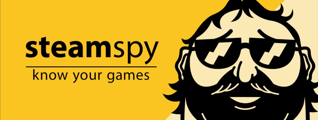 Logo SteamSpy avec le dessin d'un homme barbu arborant des lunettes noires