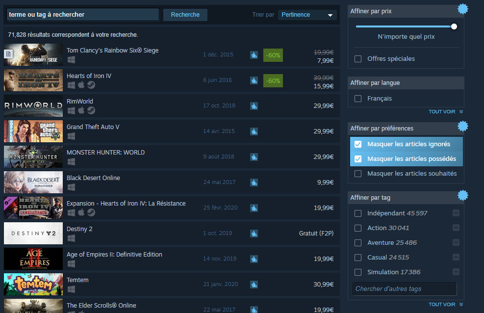 image steam recherche