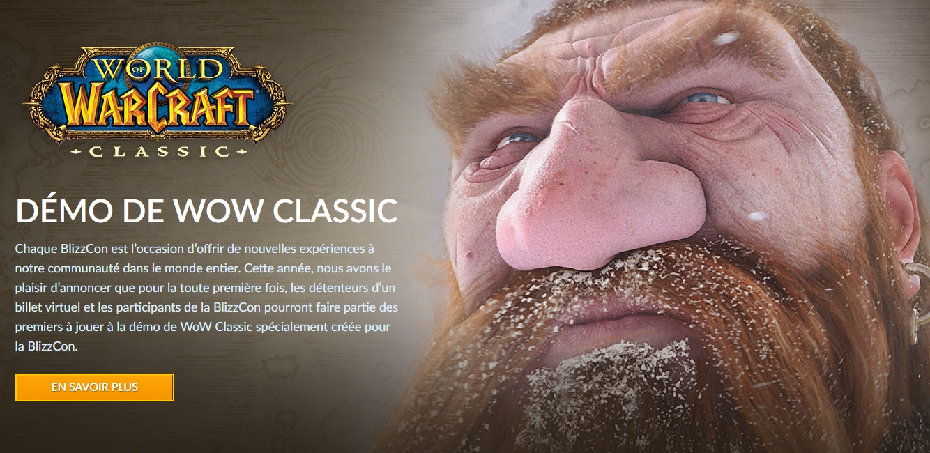 bannière annonce démo World of Warcraft: Classic