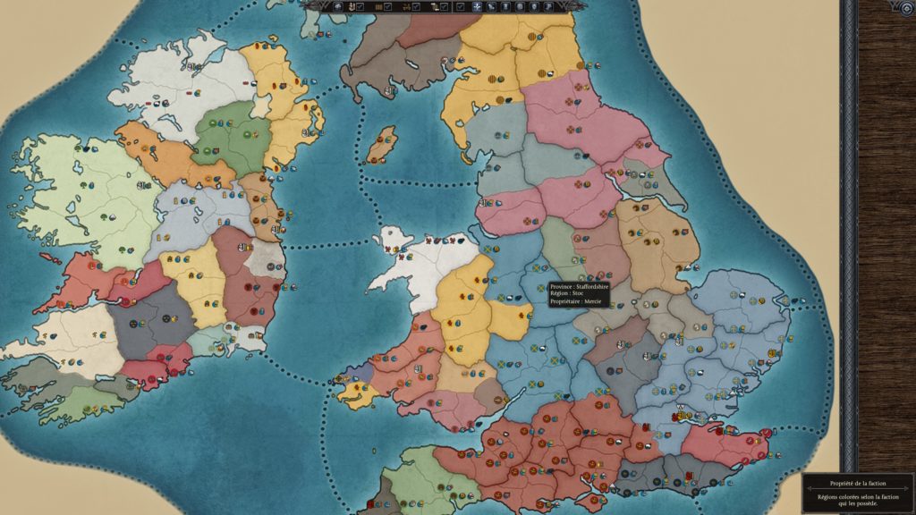 La carte stratégique de Total War Thrones of Britannia