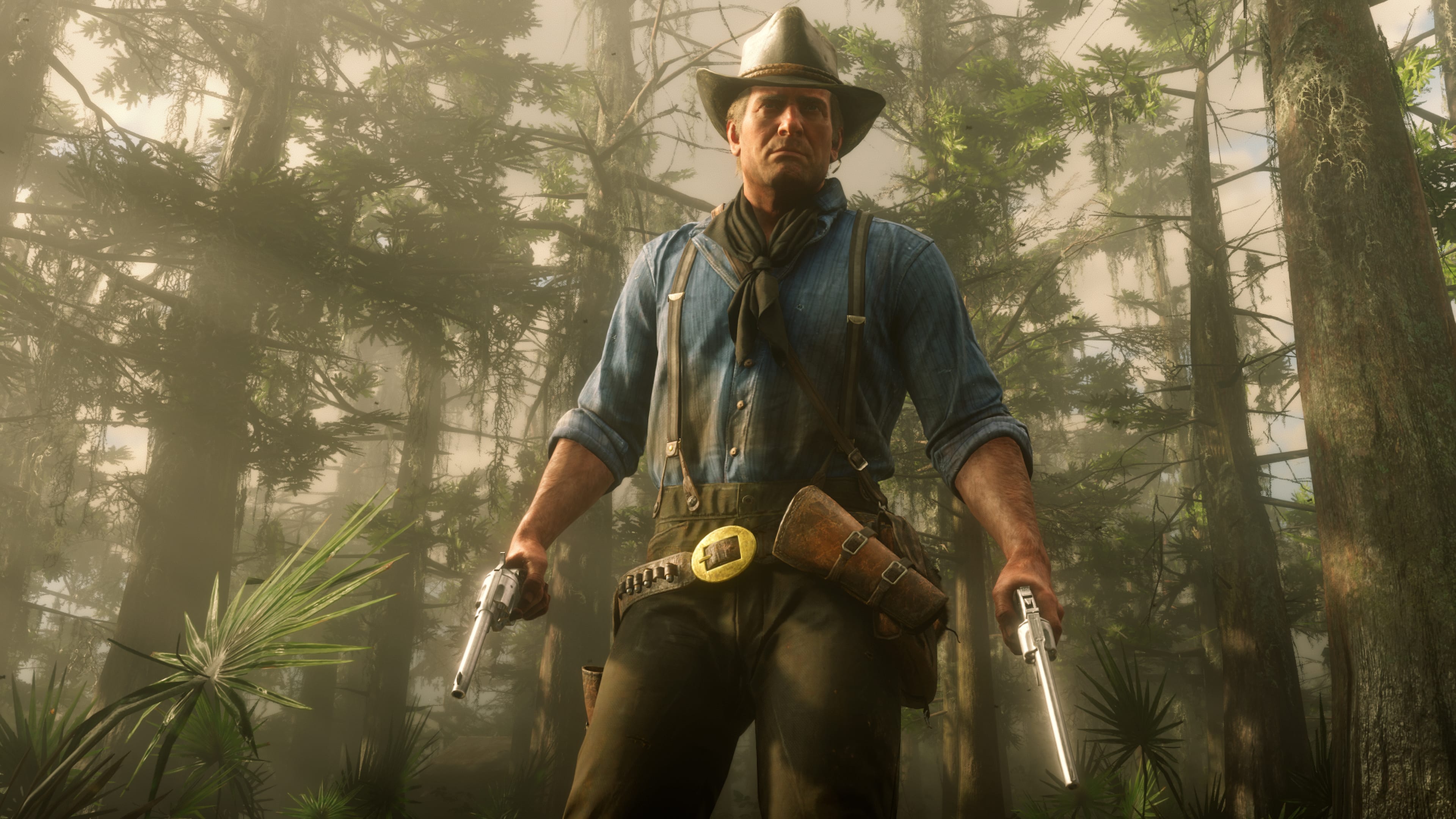 Arthur Morgan avec deux revolvers