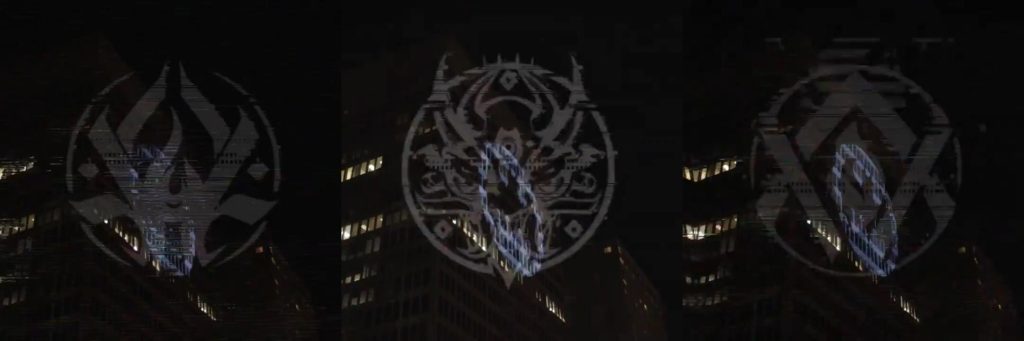 Les trois mystérieux symboles présents dans le teaser.