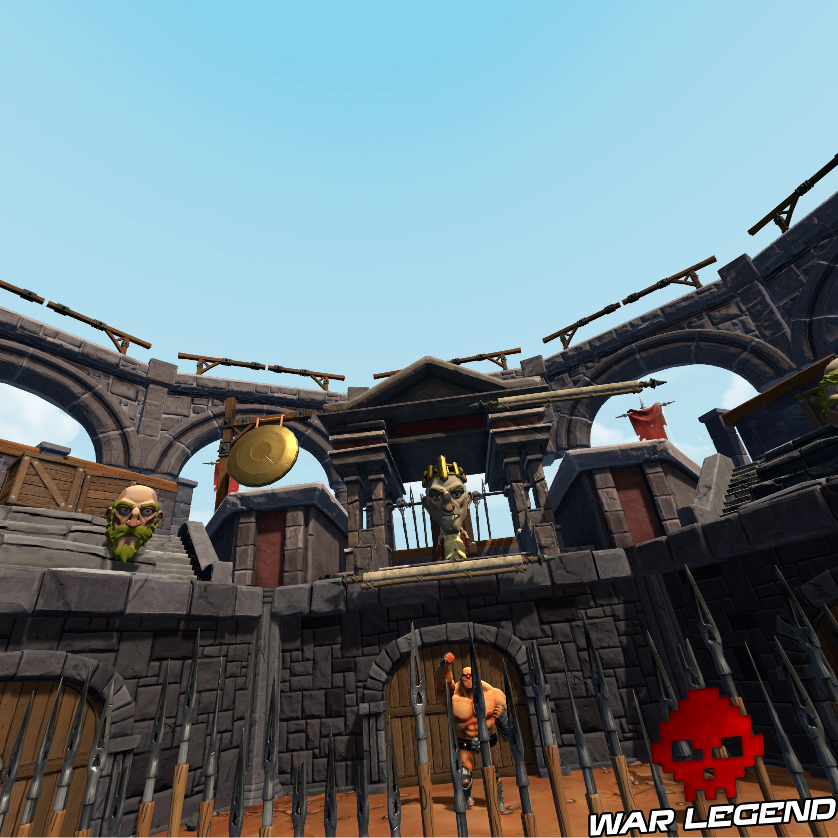 grille séparant le joueur d'un gladiateur