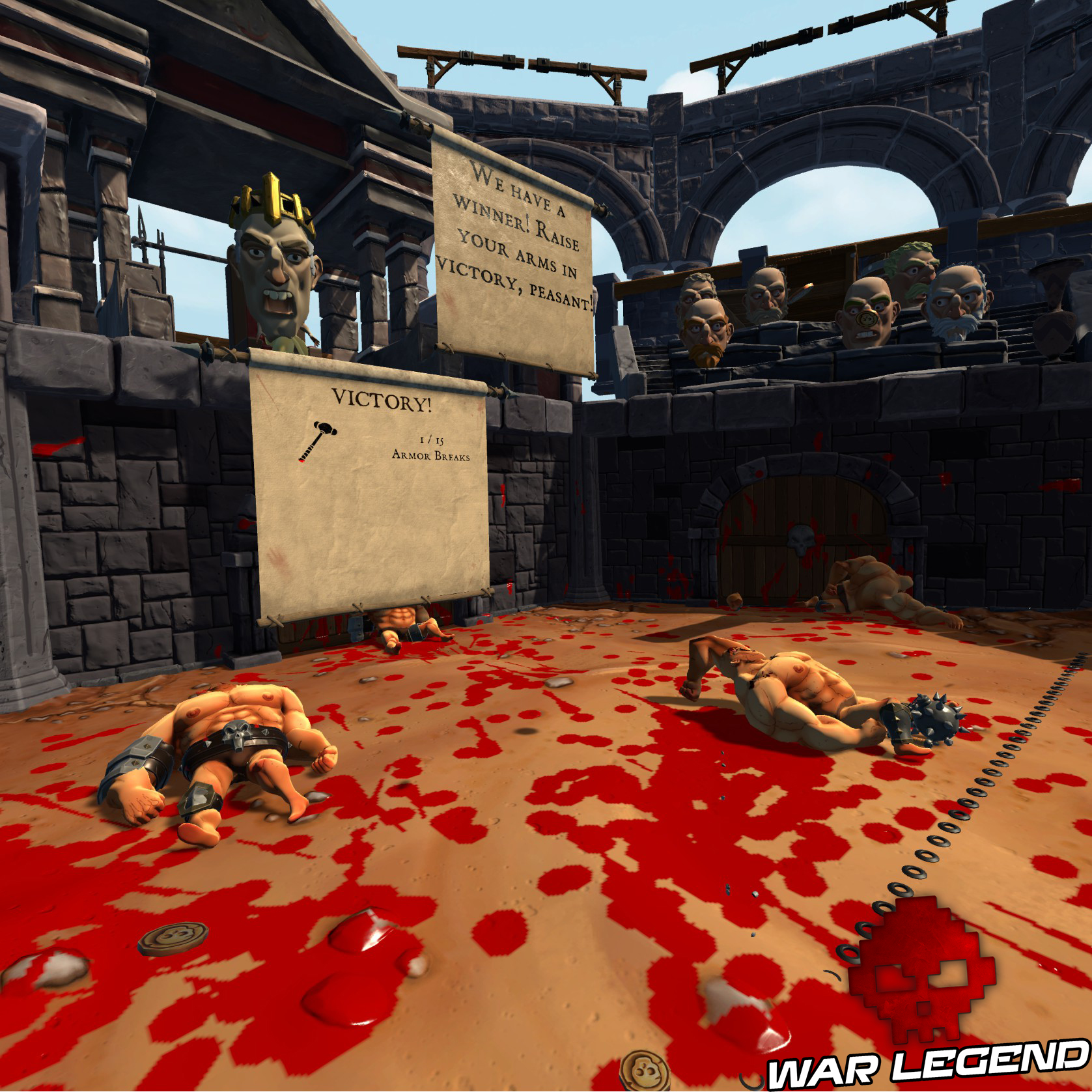 gladiateurs à terre, sang partout et progression du score
