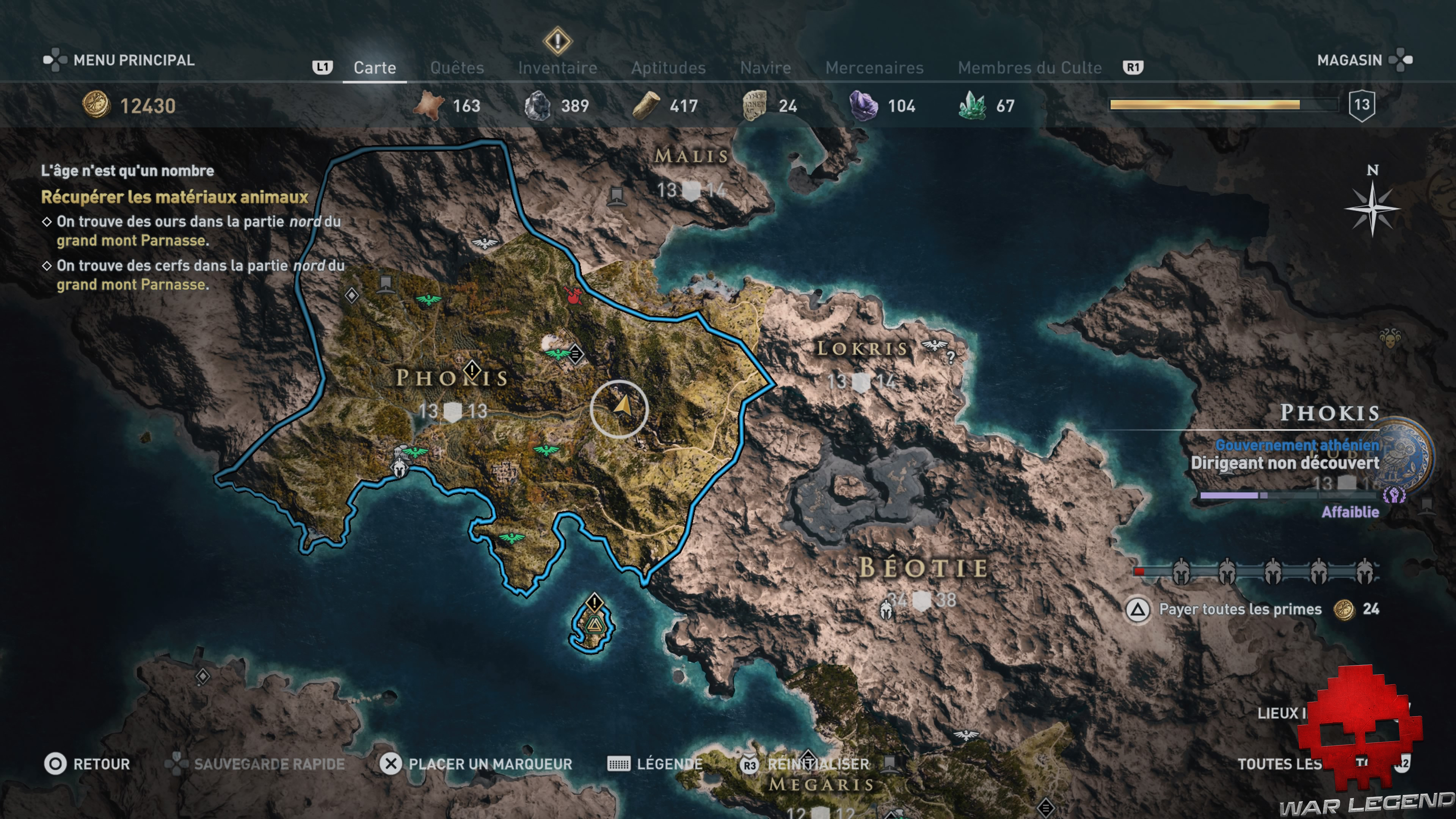 Guide débutant Assassin's Creed Odyssey - Carte du monde