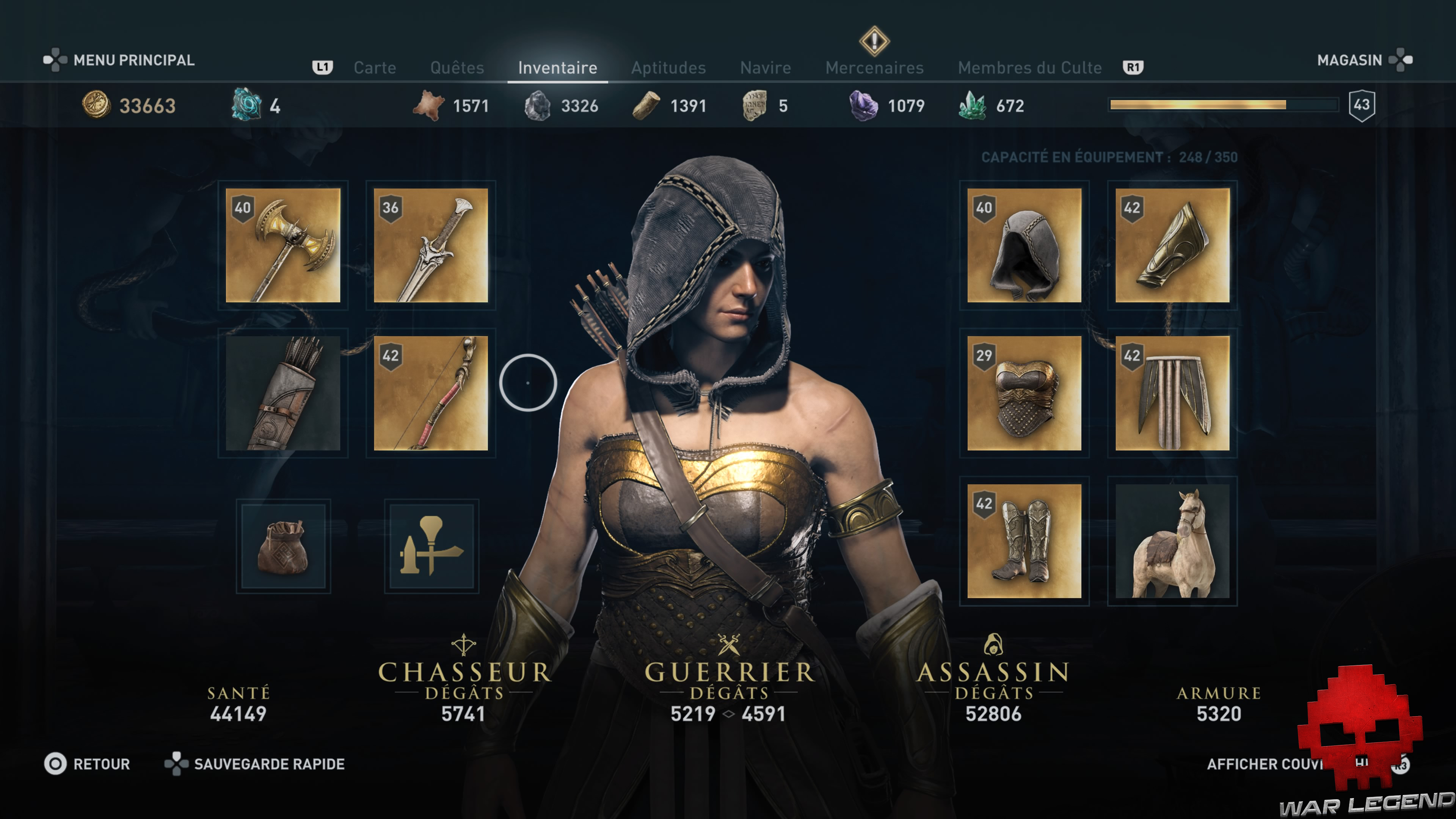 Test Assassin's Creed Odyssey - Fenêtre d'inventaire