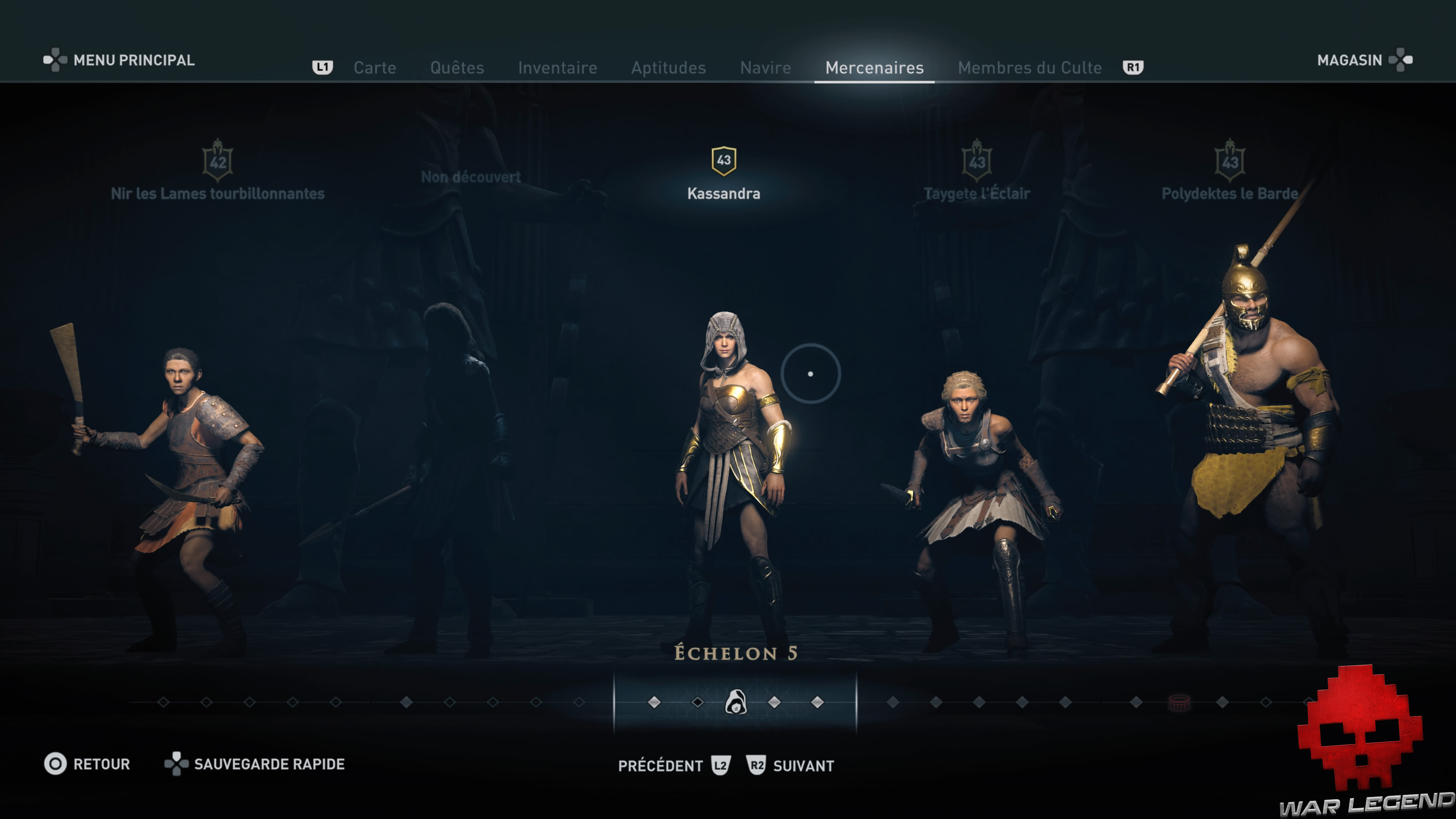 Guide débutant Assassin's Creed Odyssey - Fenêtre des mercenaires