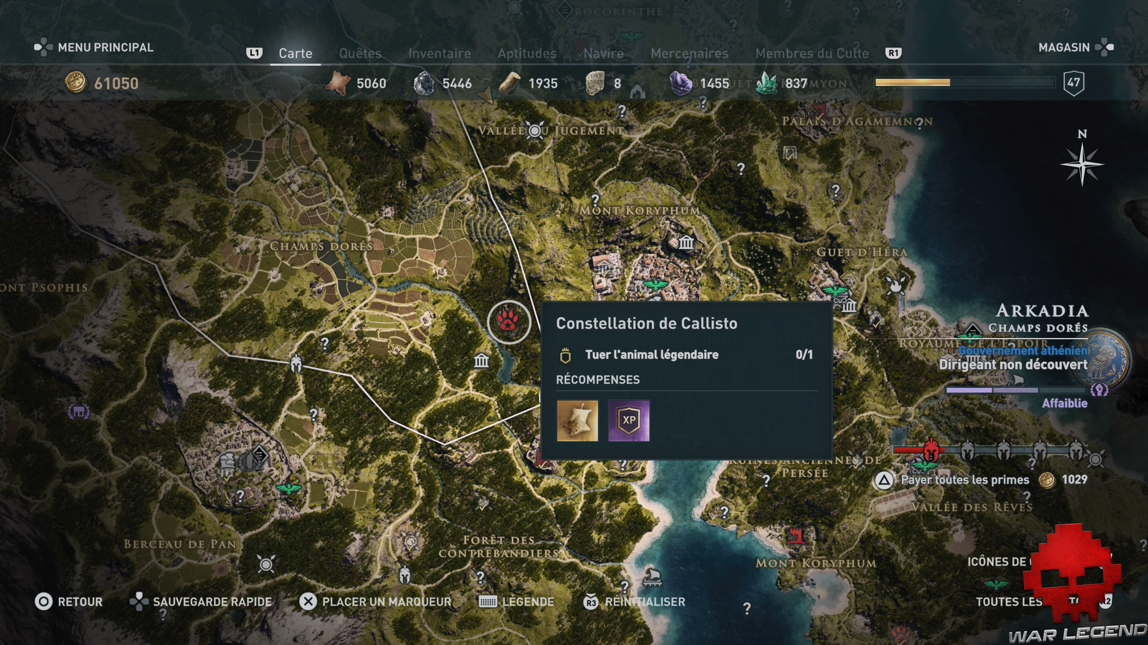 Guide bêtes mythiques assassin's creed odyssey constellation de callisto emplacement