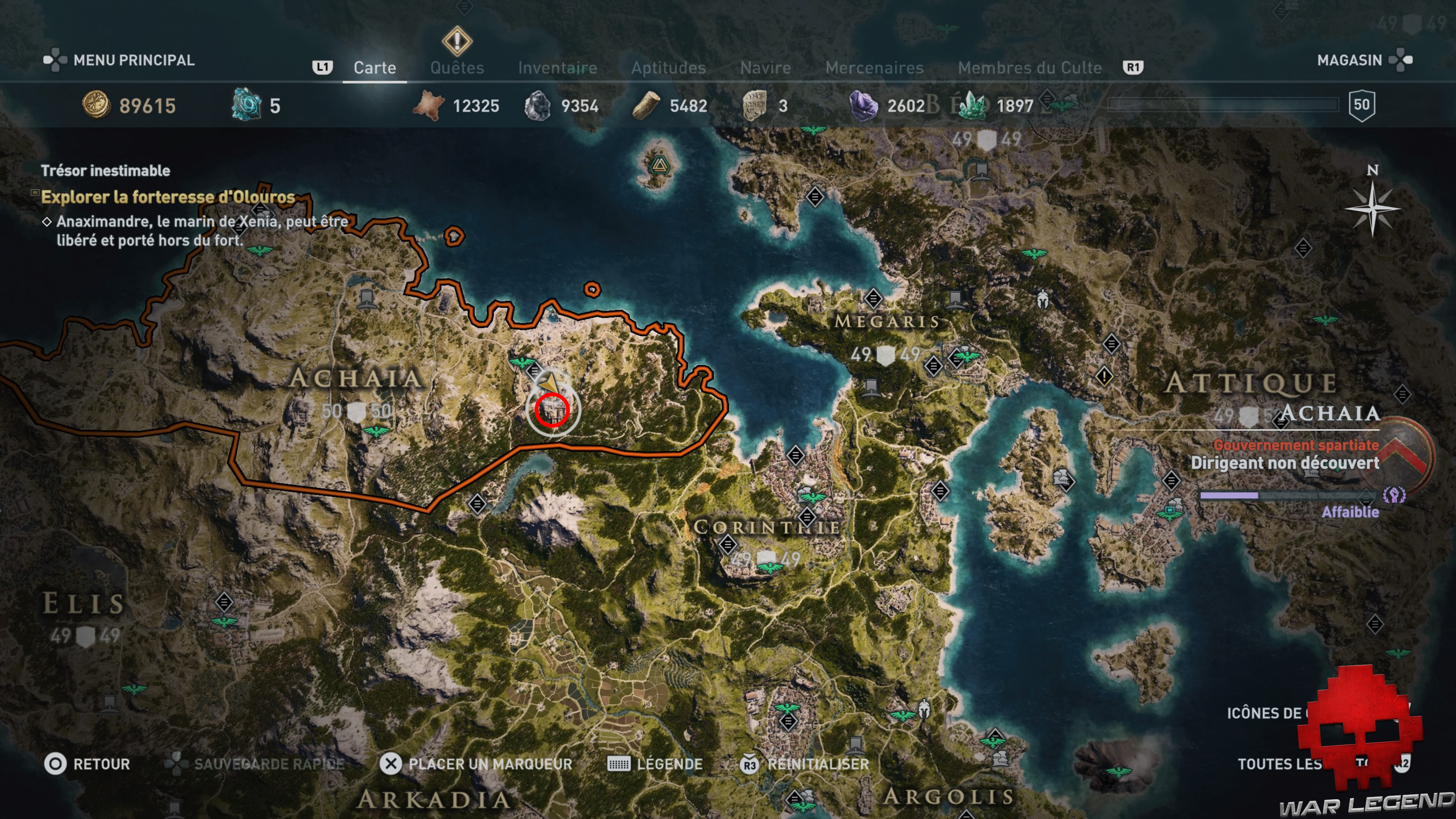 Guide assassin's creed odyssey emplacement forteresse d'olouros global