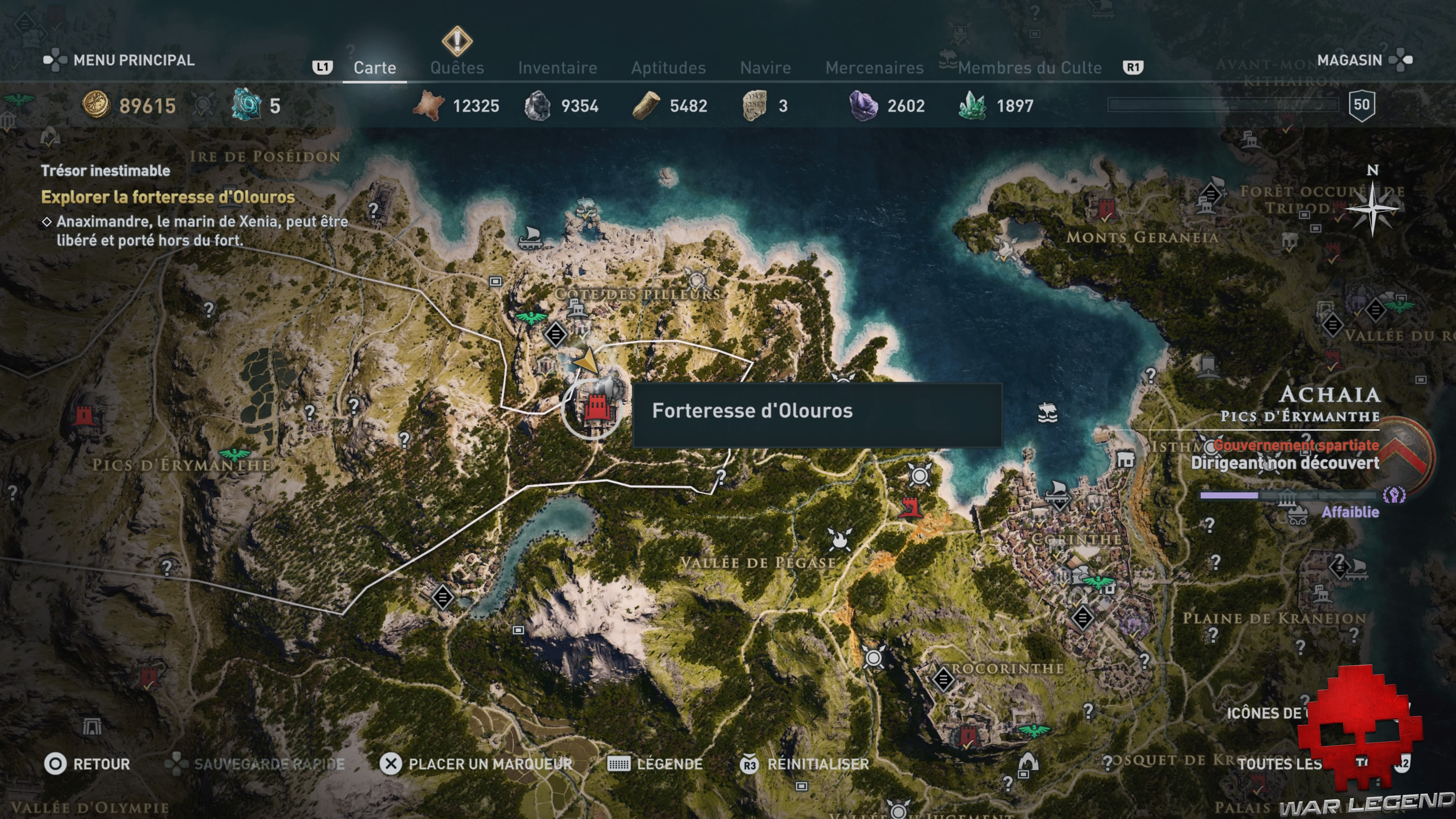 Guide assassin's creed odyssey emplacement forteresse d'olouros