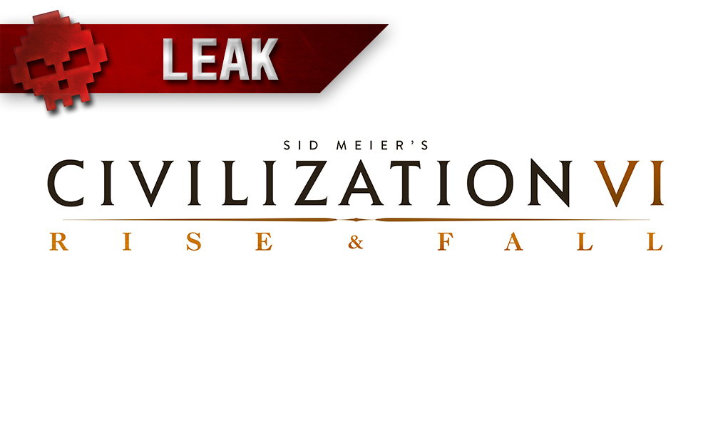 civilization vi rise and fall logo, bandeau leak en haut à gauche
