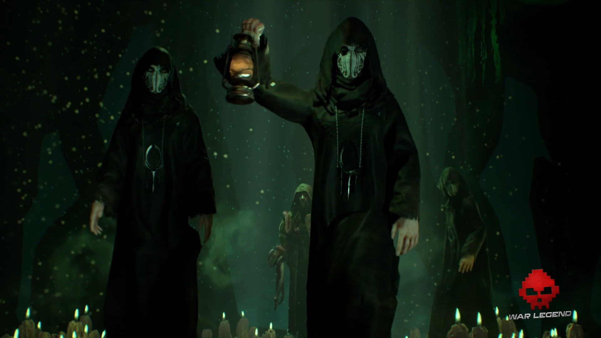 Des cultistes masqués qui marchent