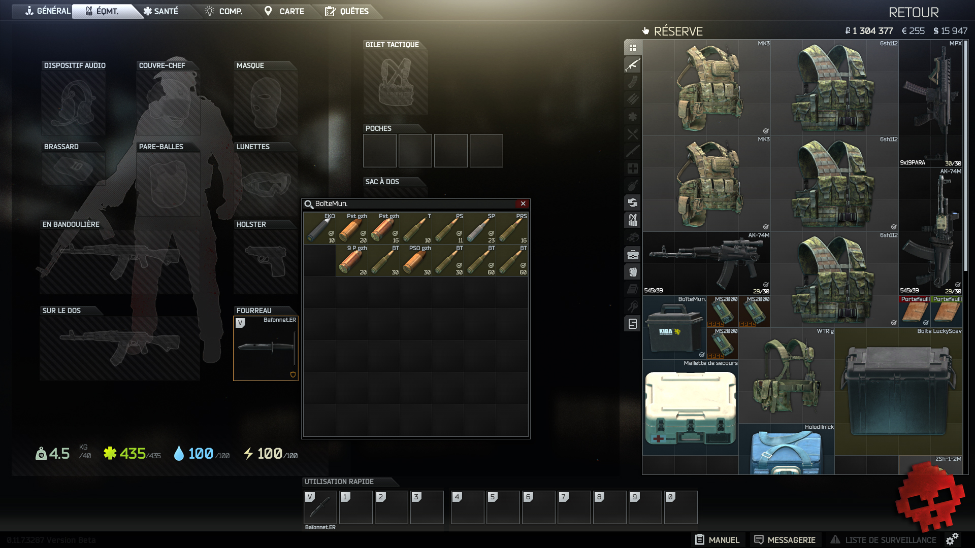 Type différent de balles